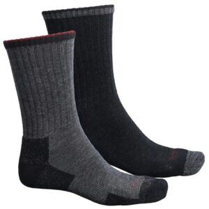 2 Pairs Terramar ATP Merino Hiking Unisex Crew Socks Mens Large Charcoal/ Black